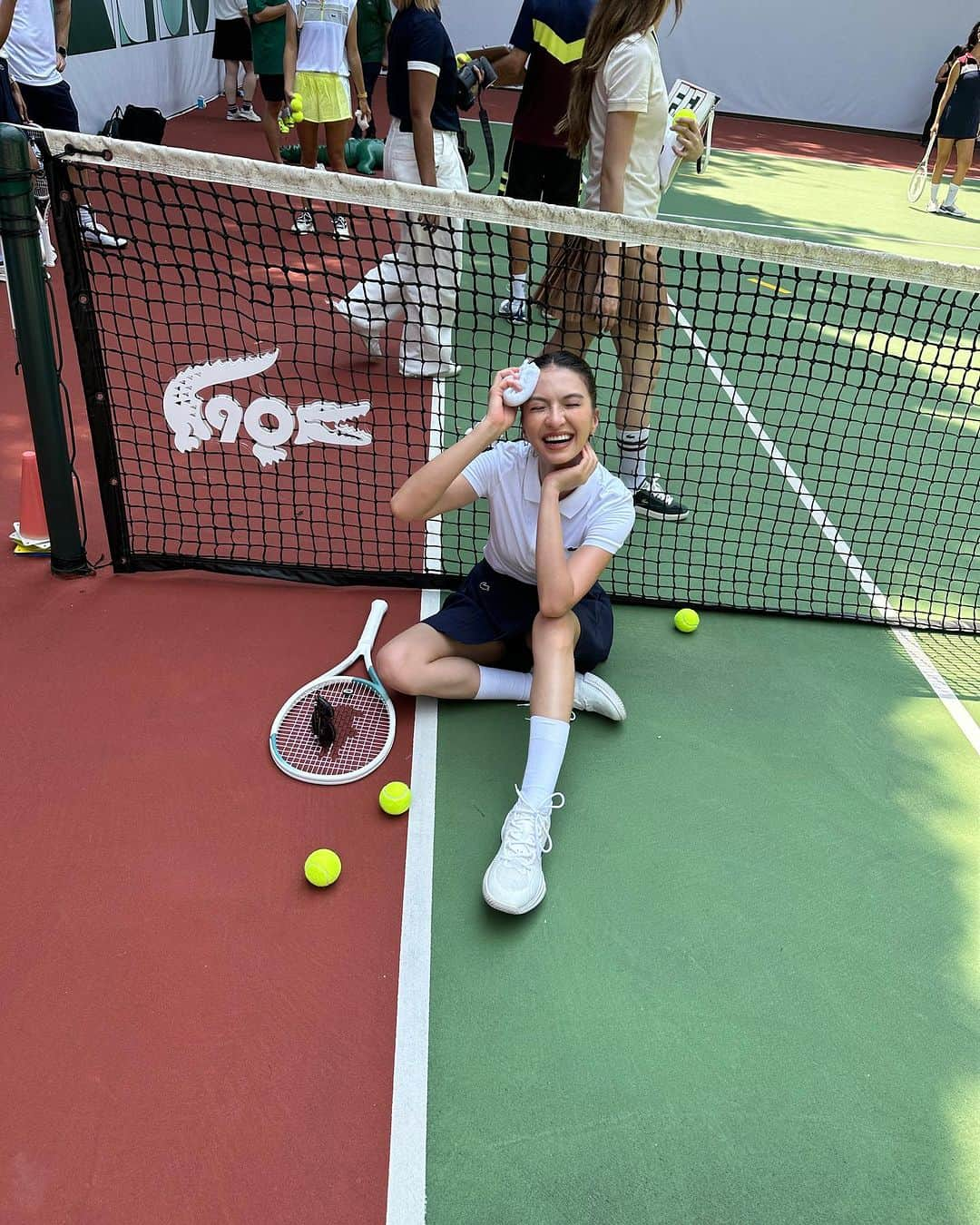 ラライン・シャーさんのインスタグラム写真 - (ラライン・シャーInstagram)「#LacosteCelebrates90  Too much fun at the @lacoste tennis clinic! Happy 90th 🤍  The iconic Lacoste continues to innovate and evolve staying true to its timeless nature. Where sport meets fashion. Forever team #Lacoste 🐊🤍🐊」10月17日 10時45分 - ralineshah