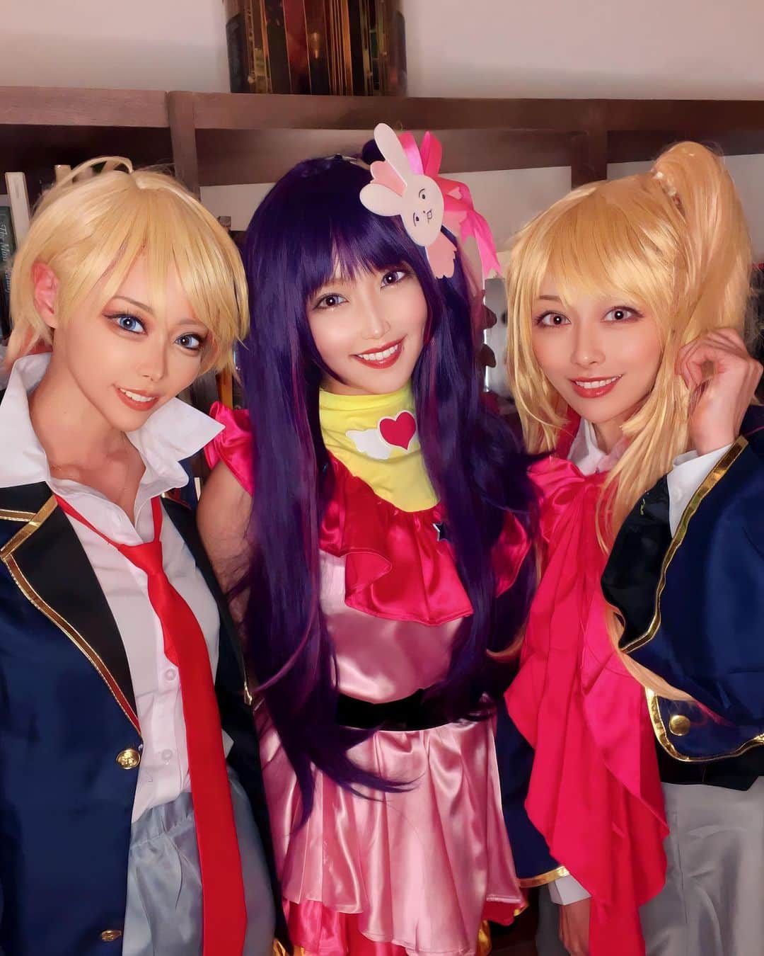 MIUのインスタグラム：「くるみん、みりたすと親子ショット🩶  星野アイ 星野アクア 星野ルビー  #推しの子　#cosplay #コスプレ  2023.10.15」