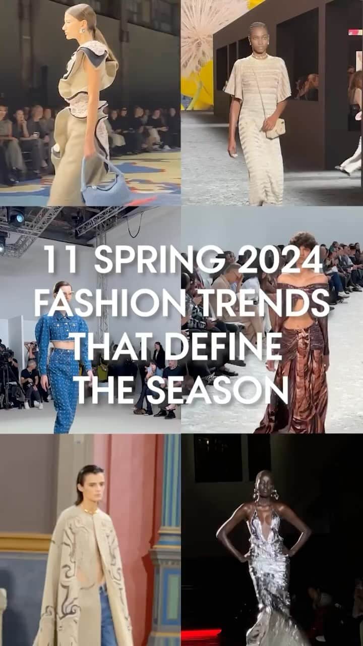 のインスタグラム：「The spring 2024 fashion trends—both macro-and micro—that emerged during the collections number almost as many as the shows Vogue Runway covers. As seen above, @the_lbp has distilled them into 11, which tell stories that link clothing to culture—the idea is that they will speak not only to what you want to wear, but maybe also get at the collective why. Find the full trend report and breakdown at the link in bio.」