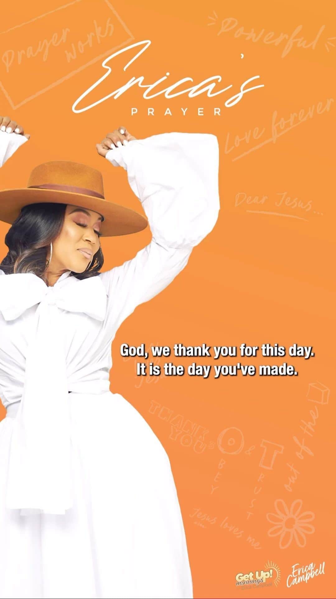 エリカ・キャンベルのインスタグラム：「Thank you for your hand of protection. Thank you for guiding us. Thank you for moving us forward. Thank you for healing us. Thank you for being our wisdom.   #EricaCampbell #EricasPrayer #GetUpErica」