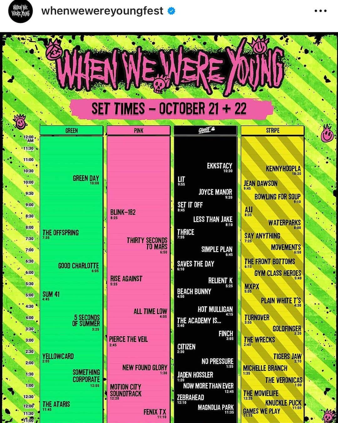 Zebraheadのインスタグラム：「This weekend. When We Were Young fest in Vegas.  We play early!  12:10 on the Ghost stage.  Come hang out and have some fun」