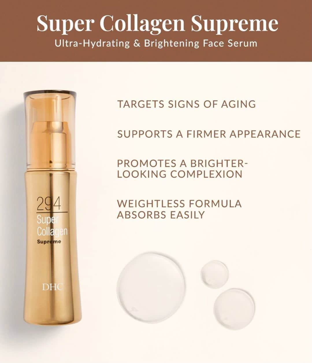 DHC Skincareのインスタグラム：「Have you tried our Super Collagen Supreme? 👀 An ultra-hydrating intensive serum that targets the visible signs of aging. It’s powered by DHC’s patented Dipeptide-8 - a micronized collagen that delivers exceptional results ✨  Ready to add this to your skincare collection?」