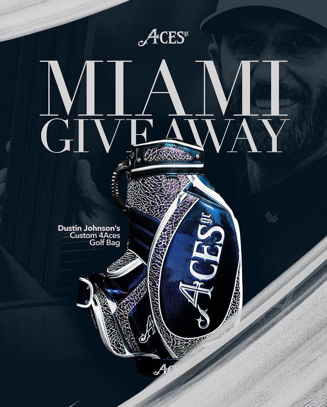 ダスティン・ジョンソンのインスタグラム：「WIN DJs Custom Signed Golf Bag   To Enter ⬇️ 1. Follow The @4AcesGC on IG  2. Tag a friend in the comments(unlimited entries) 3. Repost on IG stories for additional entry  Winner will be selected from the comment section & announced 10.25.23. Terms and conditions apply, see link in bio for details. BEST OF LUCK!」