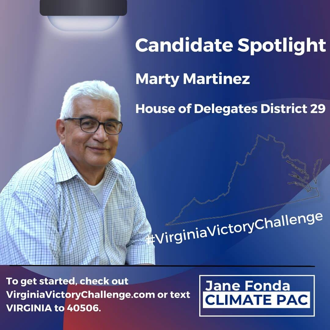 ジェーン・フォンダさんのインスタグラム写真 - (ジェーン・フォンダInstagram)「Help us push these climate champions over the finish line in Virginia’s November 7 General Election!  Republicans and their corporate polluter benefactors in the state are committed to undermining progress on clean energy and protecting their bottom line, but we know that together we can fight back!  That’s where you come in – take the @janefondaclimatepac #VirginiaVictoryChallenge to ensure a big win for climate progress on Election Day.   We’re asking everyone to donate if they can, volunteer, and help spread the word about this crucial election between now and Election Day.   Everyone who participates will also have a chance to receive a special “thank you” gift directly from Jane!  Get started at the link in the Jane PAC team’s bio or text VIRGINIA to 40506!  #Virginia #VirginiaVictoryChallenge」10月17日 6時32分 - janefonda