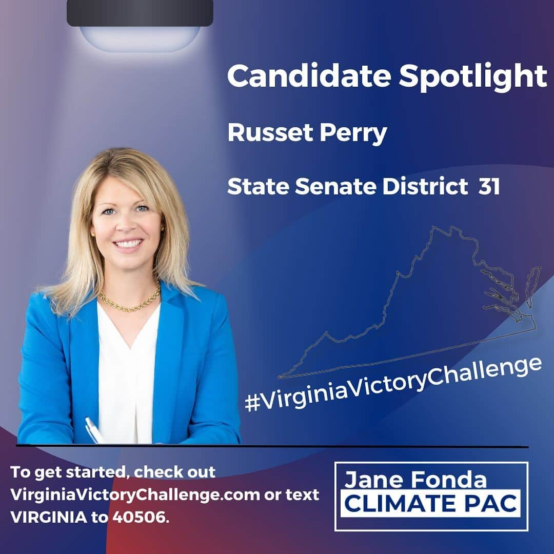 ジェーン・フォンダさんのインスタグラム写真 - (ジェーン・フォンダInstagram)「Help us push these climate champions over the finish line in Virginia’s November 7 General Election!  Republicans and their corporate polluter benefactors in the state are committed to undermining progress on clean energy and protecting their bottom line, but we know that together we can fight back!  That’s where you come in – take the @janefondaclimatepac #VirginiaVictoryChallenge to ensure a big win for climate progress on Election Day.   We’re asking everyone to donate if they can, volunteer, and help spread the word about this crucial election between now and Election Day.   Everyone who participates will also have a chance to receive a special “thank you” gift directly from Jane!  Get started at the link in the Jane PAC team’s bio or text VIRGINIA to 40506!  #Virginia #VirginiaVictoryChallenge」10月17日 6時32分 - janefonda