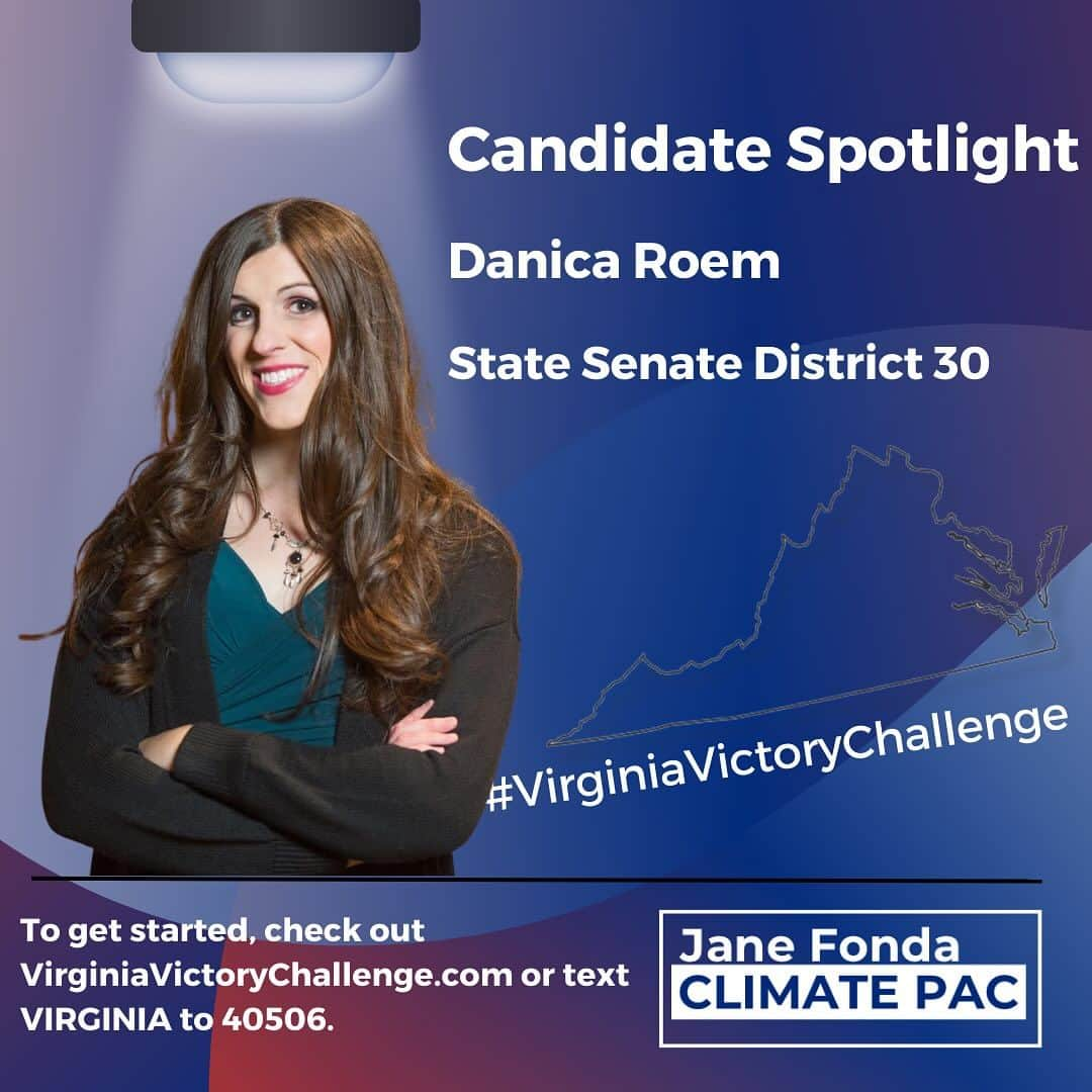 ジェーン・フォンダさんのインスタグラム写真 - (ジェーン・フォンダInstagram)「Help us push these climate champions over the finish line in Virginia’s November 7 General Election!  Republicans and their corporate polluter benefactors in the state are committed to undermining progress on clean energy and protecting their bottom line, but we know that together we can fight back!  That’s where you come in – take the @janefondaclimatepac #VirginiaVictoryChallenge to ensure a big win for climate progress on Election Day.   We’re asking everyone to donate if they can, volunteer, and help spread the word about this crucial election between now and Election Day.   Everyone who participates will also have a chance to receive a special “thank you” gift directly from Jane!  Get started at the link in the Jane PAC team’s bio or text VIRGINIA to 40506!  #Virginia #VirginiaVictoryChallenge」10月17日 6時32分 - janefonda