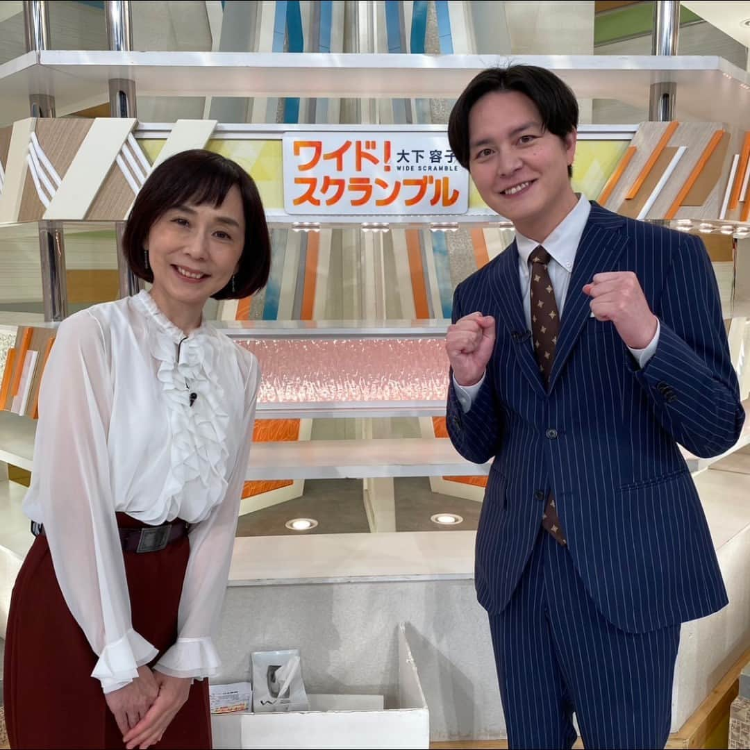 テレビ朝日アナウンサー公式のインスタグラム：「今週の「ワイド!スクランブル」は佐々木亮太アナに代わり、斎藤アナがMCを務めています!　　　　　　　　　　　　　　　　　　「久しぶりにMCを担当させていただくにあたり、大下さんとも半年ぶりに一緒に写真を撮ってもらいました。写真から伝わるようにわたくし表情から喜びが溢れ出ております。笑  とにかく精一杯頑張ります！」　　　　　　　　　　　　　　　　　　　　　　　　　 #斎藤康貴 #この後 は #ワイドスクランブル #大下容子ワイドスクランブル」