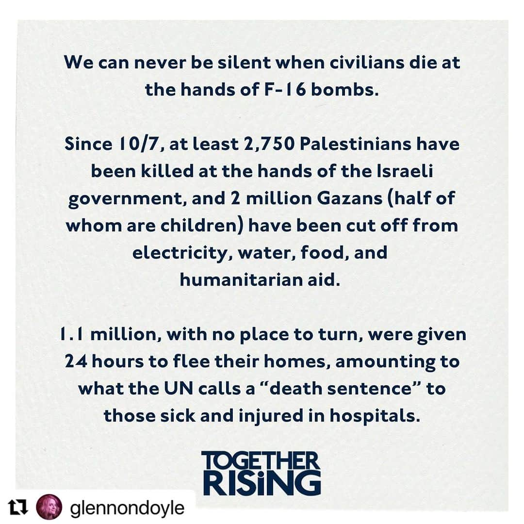 テイト・エリントンさんのインスタグラム写真 - (テイト・エリントンInstagram)「I have been desperately trying to figure out what to say and how to say it about the events in Israel and Gaza. @together.rising has said everything I want to say.」10月17日 10時03分 - tateellington