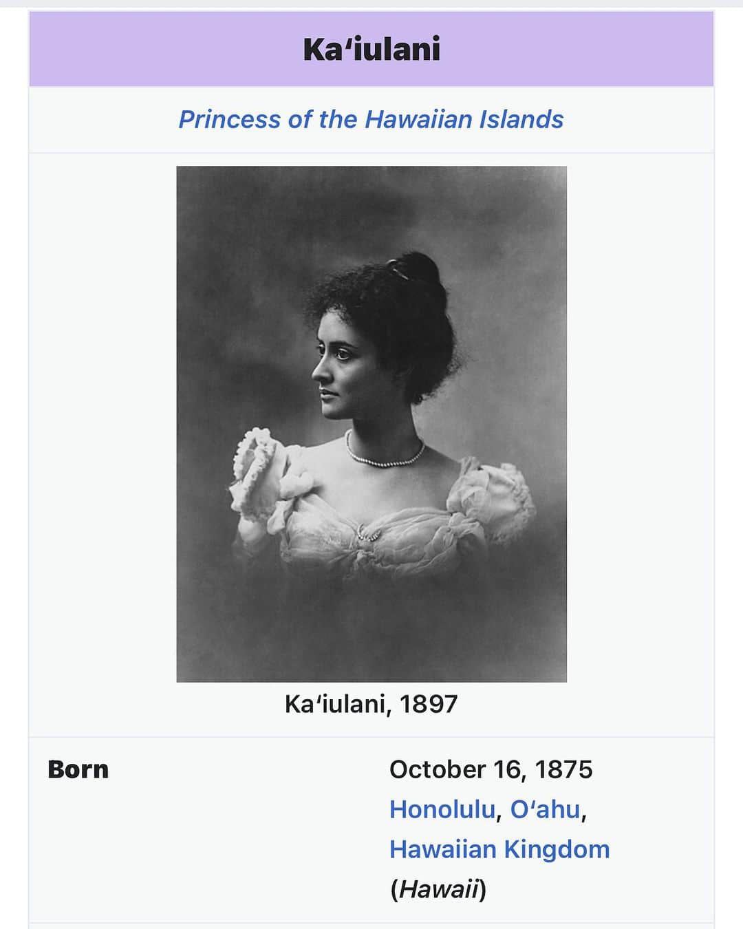 Manoa Love Design Hawaiiのインスタグラム：「Happy Birthday Princess Kaiulani✨  Born-October 16, 1875 Honolulu, O'ahu, Hawaiian Kingdom (Hawaii) Died-March 6, 1899 (aged 23) 'Ainahau, Honolulu, O'ahu, Territory of Hawaii (Hawaii)  #manoalovedesign #princesskaiulani #kaiulani #kingdomofhawaii #808state #hawaii#hawaiilife #hawaiian #hawaiistagram #hawaiistate #honoluluhawaii #oahuhawaii #oahulife #mauiisland #hawaiiisland #kauaihawaii #waikiki#waikikibeach #alohastate #alohalife #manoa#マノアラブデザイン #プリンセスカイウラニ#ハワイ在住#ハワイ好き#ハワイ情報#ハワイアンジュエリー#コインネックレス」
