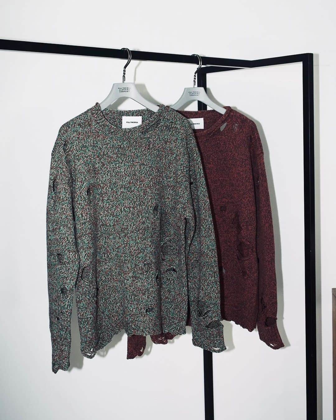 フィル ザ ビルのインスタグラム：「NEW ARRIVAL 【FILL THE BILL】 season / 2023aw unisex item / DAMAGE CREWNECK KNIT   #fillthebill #fillthebill_mercantile」