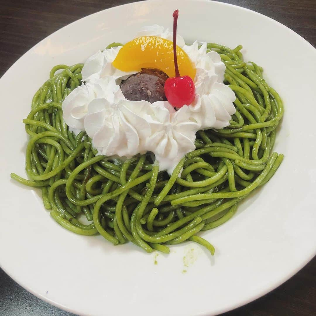 柴田阿弥のインスタグラム：「抹茶パスタ🍝🍵甘い」