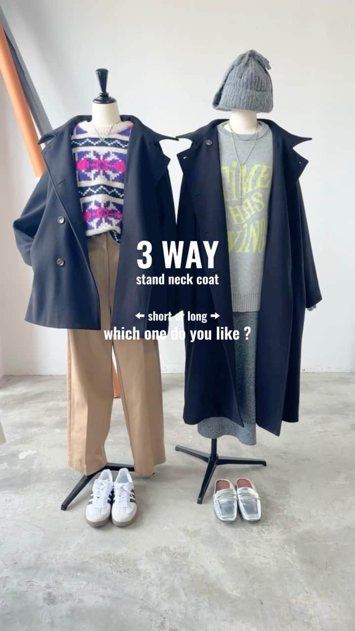 のインスタグラム：「'23 AUTUMN & WINTER ㅤㅤ STAND COLLAR 3WAY LONG COAT COLOR : CHECK.IVORY.BLACK.KHAKI.NAVY PRICE : ¥7,920 TAXIN SIZE : S.M  STAND COLLAR 3WAY SHORT COAT COLOR : IVORY.BLACK.NAVY PRICE : ¥7,700 TAXIN SIZE : FREE ㅤㅤ ━━━━━━━━━━━━━━━ ㅤㅤ ※撮影環境の加工感により、実物と色味が異なる場合がございます。 実物に近い色味はZOZOTOWNページ内画像をご参照ください。  #auntierosa#arholiday#holiday#auntierosaholiday#アンティローザホリデー#ホリデー#アンティローザ#2023AW#zozotown#zozotown購入品#ファッション #ワンマイルコーデ #イエベ #ブルベ #秋コーデ #冬コーデ#シンプルコーデ#モードカジュアル #リラックス #リラックカジュアル #大人カジュアル #大人ファッション」