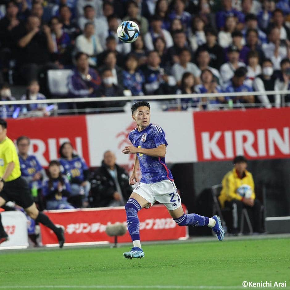 Goal Japanさんのインスタグラム写真 - (Goal JapanInstagram)「🇯🇵 日本代表がチュニジアを下して6連勝！🔥 前半終了間際に #古橋亨梧 のゴールで先制した #日本代表。69分には #久保建英 の突破から #伊東純也 が追加点！その後、チュニジアに得点を許さず2-0で勝利、昨年6月の雪辱を果たした。(Photo: Kenichi Arai)  #soccer #football #kirinchallengecup #kirinchallengecup2023 #japan #jfa #samuraiblue #daihyo #サッカー #フットボール #サッカー日本代表 #⚽」10月17日 21時10分 - goaljapan