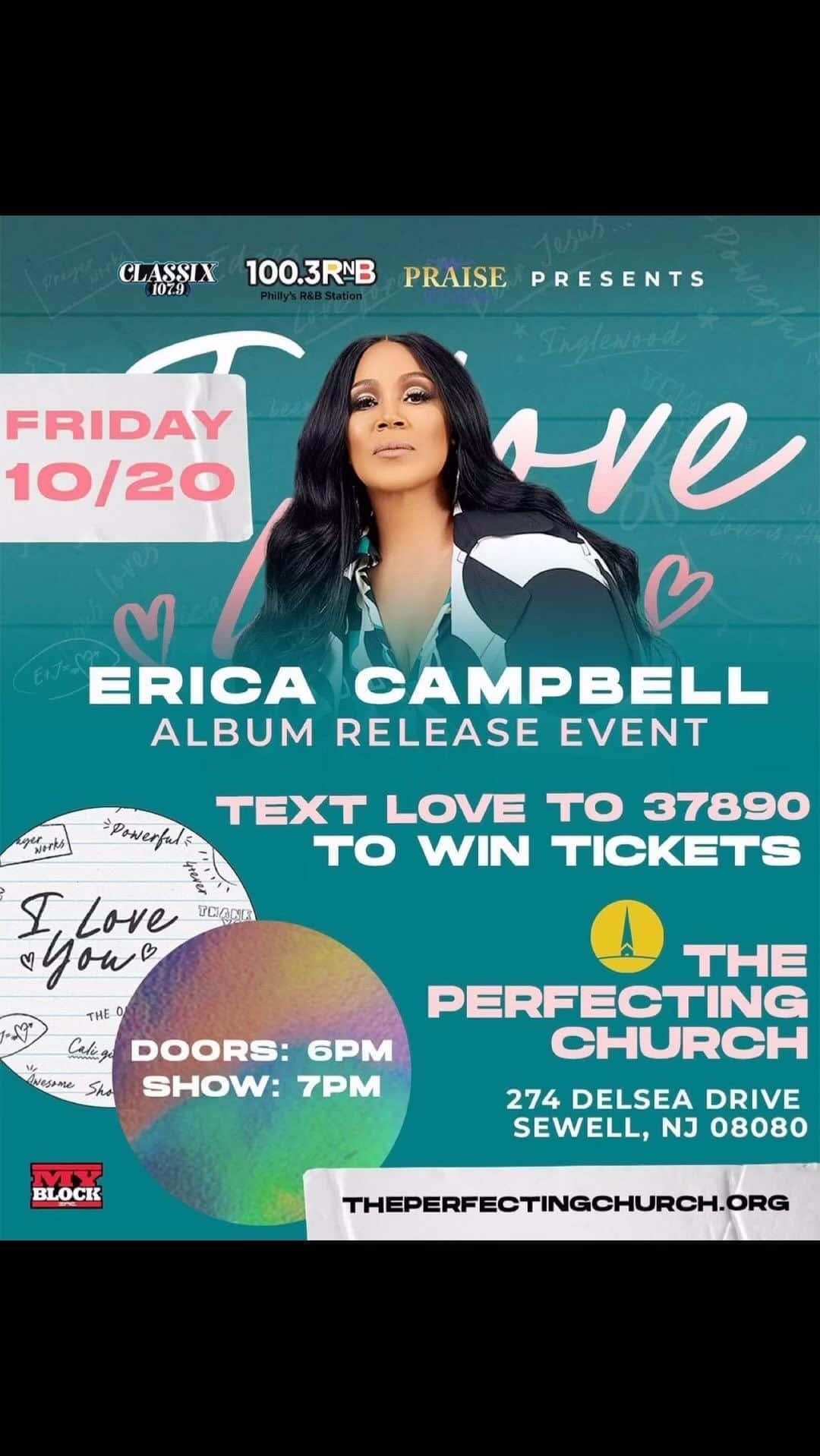 エリカ・キャンベルのインスタグラム：「Philly!!!! I can't wait! @praisephilly #SewellNewJersey   @theperfectingchurch #iloveyouec #ericacampbell」