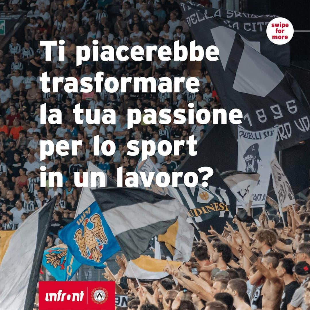 ウディネーゼ・カルチョのインスタグラム：「🤩⚪️⚫️ Una nuova opportunità formativa per tutti i giovani appassionati. Se da sempre desiderate un futuro lavorativo nell’industria dello sport, il campus di Udinese Calcio della Infront Sport Business Academy è il posto giusto per voi.  Siete pronti a mettervi in gioco?  👉 Iscrivetevi al test d’ingresso tramite il link che trovate nelle stories e provate a conquistare un posto nel nostro campus.  In bocca al lupo!  #WePlayForU #UdineseCalcio #infrontsportbusinessacademy #isba #aktoplayyourfuture #allaboutsports」