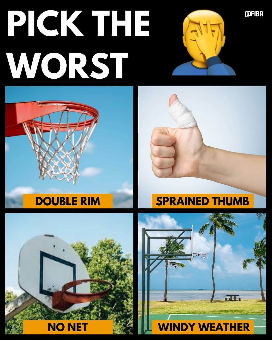 FIBAのインスタグラム：「Rank these from worst to tolerable 🤦‍♂️」