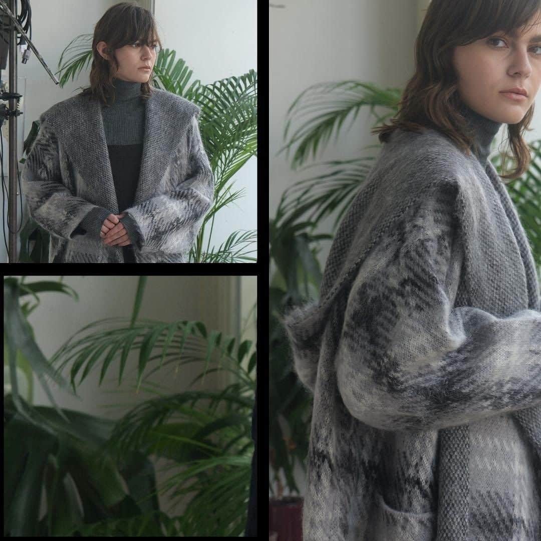ルシェルブルーのインスタグラム：「New Arrival >>> IN STORE NOW . . ☑︎ Check Knit Coat ¥48,000+tax (Color: Gray, Blue)  #lecielbleu #ルシェルブルー　#aw23 #fashion #styling #check #knitcoat」