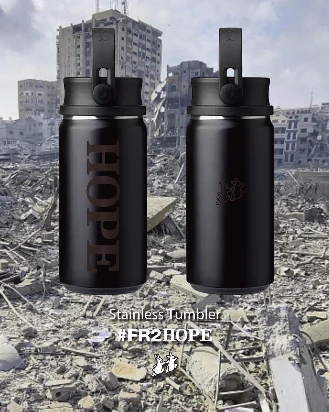 #FR2さんのインスタグラム写真 - (#FR2Instagram)「#FR2Hope As a project, we will provide support to the humanitarian crisis caused by the large-scale armed conflict between Israel and Palestine. Starting today, we will start accepting orders at the #FR2 Online Store. All proceeds from product sales, minus the costs involved in producing this project, will be donated to the Japanese Red Cross Society.  Order period: October 17th (Tuesday) to 23rd (Monday), 2023  #FR2希望 プロジェクトとして、イスラエル・パレスチナの大規模な武力衝突により発生した人道的危機への支援を行います。 本日から #FR2 Online Storeで受注販売を開始いたします。 こちらの企画の制作にかかわるコストを引いた商品の売上の全ては、日本赤十字社に寄付します。  受注期間：2023年10月17日（火）～23日（月）  #FR2Hope 作为一个项目，我们将为以色列和巴勒斯坦之间大规模武装冲突造成的人道主义危机提供支持。 从今天开始，我们将开始在 #FR2 在线商店接受订单。 产品销售的所有收益，减去制作该项目所涉及的成本，将捐赠给日本红十字会。  订购日期：2023年10月17日（星期二）至23日（星期一）  #FR2Hope 作為一個項目，我們將為以色列和巴勒斯坦之間大規模武裝衝突造成的人道主義危機提供支持。 從今天開始，我們將開始在 #FR2 線上商店接受訂單。 產品銷售的所有收益，減去製作該項目所涉及的成本，將捐贈給日本紅十字會。  訂購日期：2023年10月17日（星期二）至23日（星期一）  #FR2希望　#FR2HOPE」10月17日 18時59分 - fxxkingrabbits