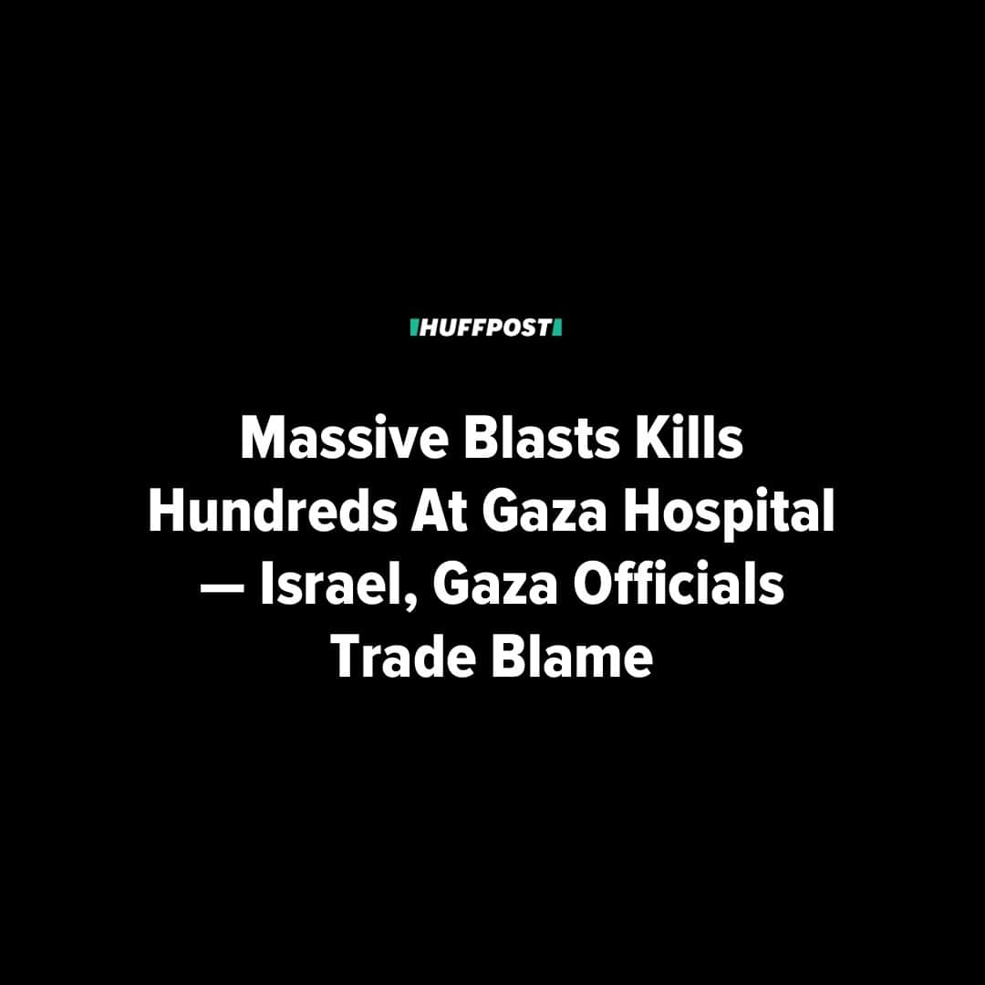 Huffington Postのインスタグラム：「KHAN YOUNIS, Gaza Strip (AP) — A massive blast rocked a Gaza City hospital packed with wounded and other Palestinians seeking shelter Tuesday, killing hundreds of people, the Hamas-run Health Ministry said. Hamas blamed an Israeli airstrike, while the Israeli military said the hospital was hit by a rocket misfired by Palestinian militants.⁠ ⁠ Read more at our link in bio. // 🖊️ NAJIB JOBAIN, SAMYA KULLAB, RAVI NESSMAN AND MATTHEW LEE」