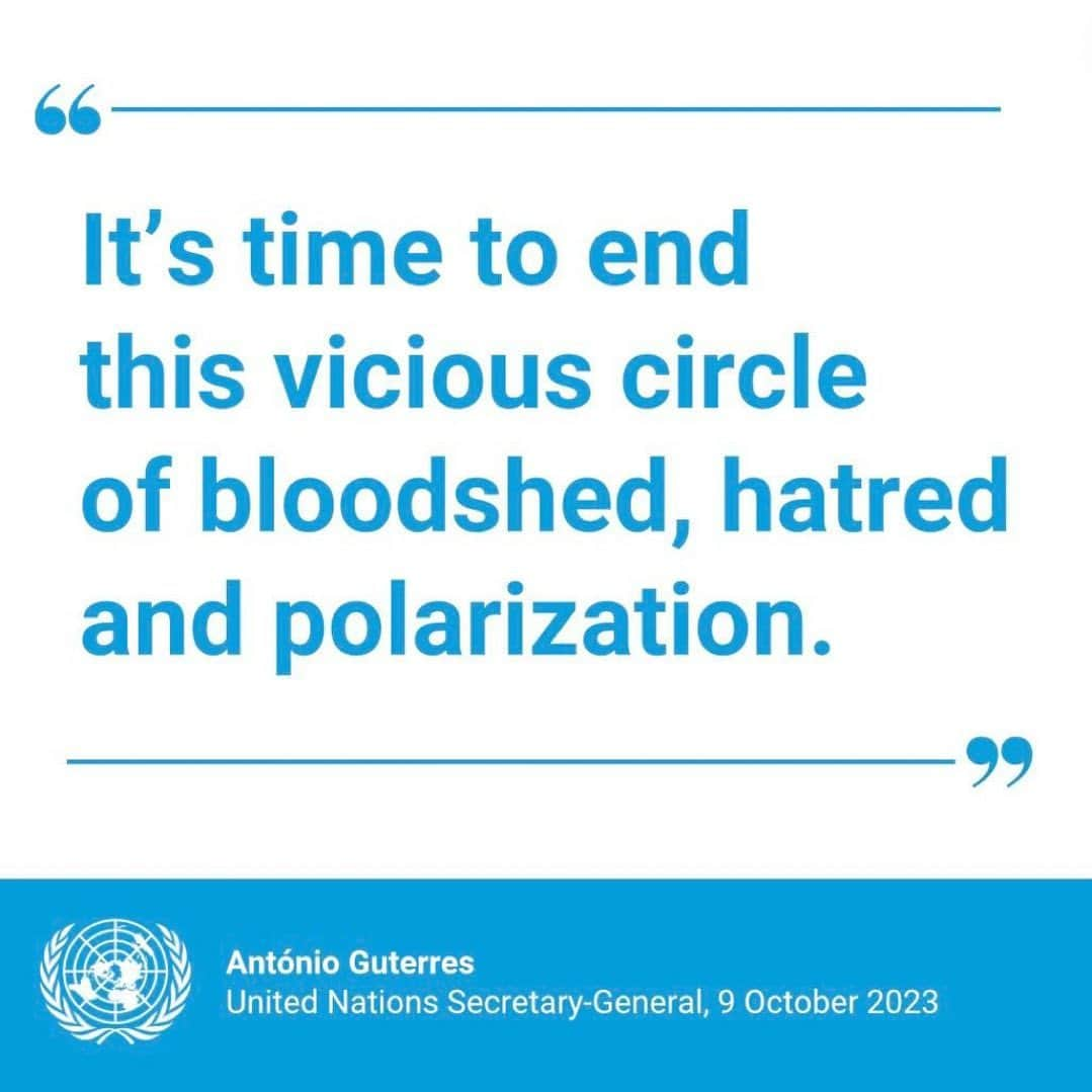 ブリジット・モイナハンのインスタグラム：「#repost @unitednations • “It’s time to end this vicious circle of bloodshed, hatred and polarization.”  #UnitedNations Secretary-General @antonioguterres says only a negotiated peace that fulfills the legitimate national aspirations of Palestinians and Israelis alike can bring long-term stability.  He also stresses that civilians must be respected and protected at all times, and that civilian infrastructure must never be a target.  #NotATarget」