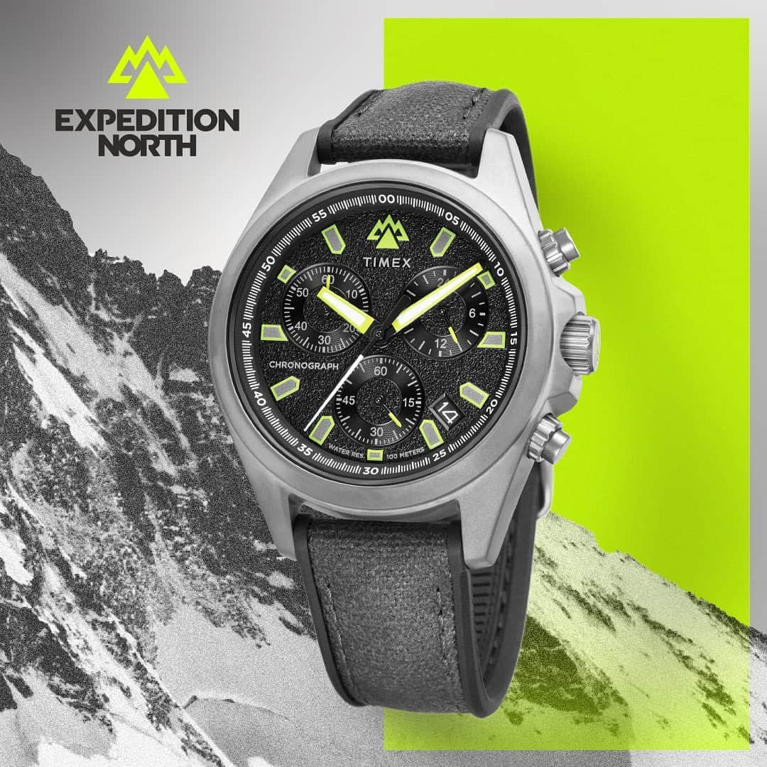 タイメックスさんのインスタグラム写真 - (タイメックスInstagram)「The wilderness is calling.  Our Expedition North® Field Chronograph brings the first chronograph collection to our Expedition North® line. A true field watch that’s ready for whatever lies in the route ahead, it’s equipped with a durable stainless-steel case with titanium-colored PVD, a screw-down crown and screw-on case back offering 100m of water resistance, a sapphire crystal lens with anti-reflective coating, and luminant hands and hour markers for visibility on even the darkest nights.  Shop the watch at timex.com.  #timex #newwatch #watchfam #watchcollection #outdoorwatch」10月17日 22時35分 - timex