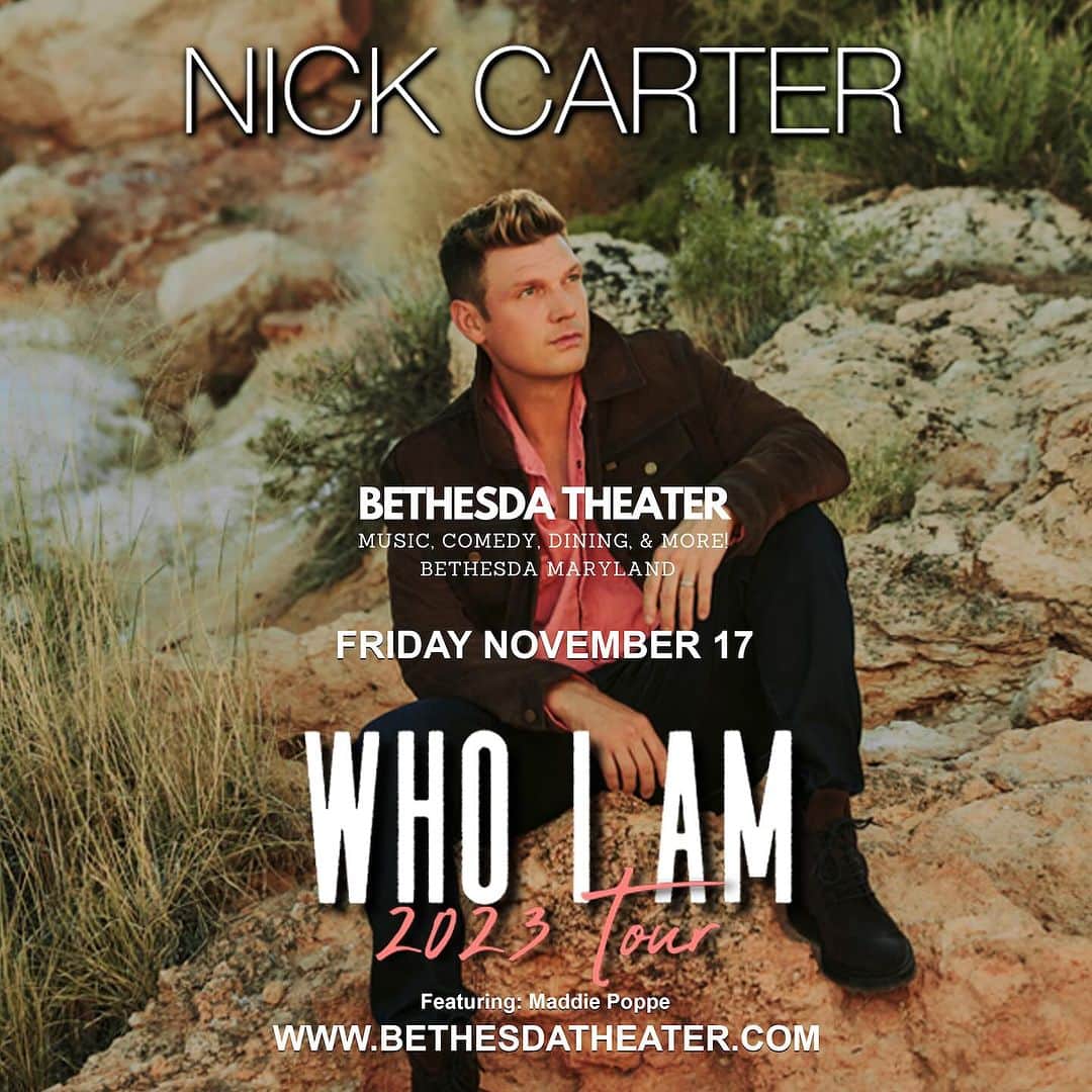 ニック・カーターのインスタグラム：「Bringing the #WhoIAmTour to Bethesda, MD on November 17! Tickets on sale Friday, October 20 at 10am Eastern. Fan club pre-sale is happening now for tickets and VIP  #WhoIAmBethesda」