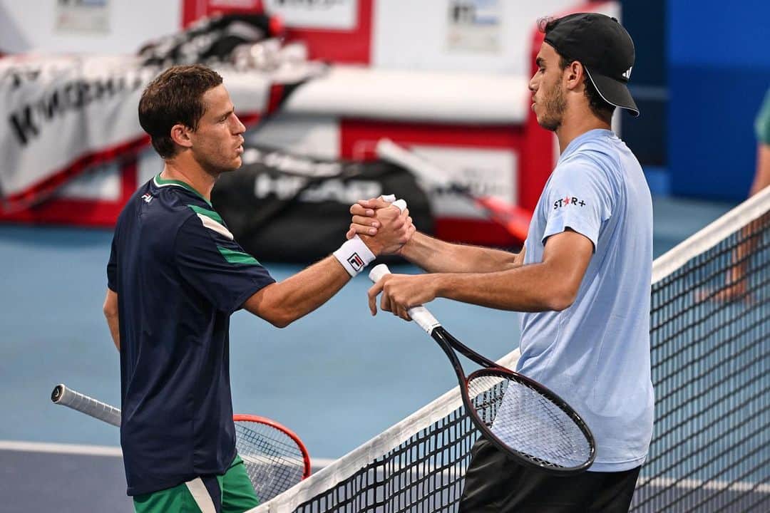 ディエゴ・シュワルツマンのインスタグラム：「Gran día en Tokio ❤️📍🇯🇵🎾!!! Siempre un placer @francerundolo 🇦🇷🇦🇷」