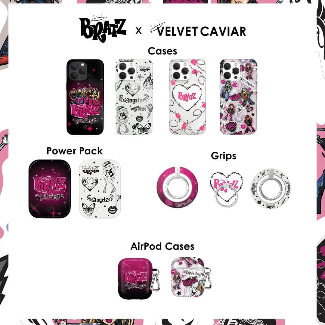 VELVETCAVIARのインスタグラム：「Bratz Rock Angelz x Velvet Caviar Drops Tomorrow 10/18 AT 12 PM EST! 💋🤘🎸」
