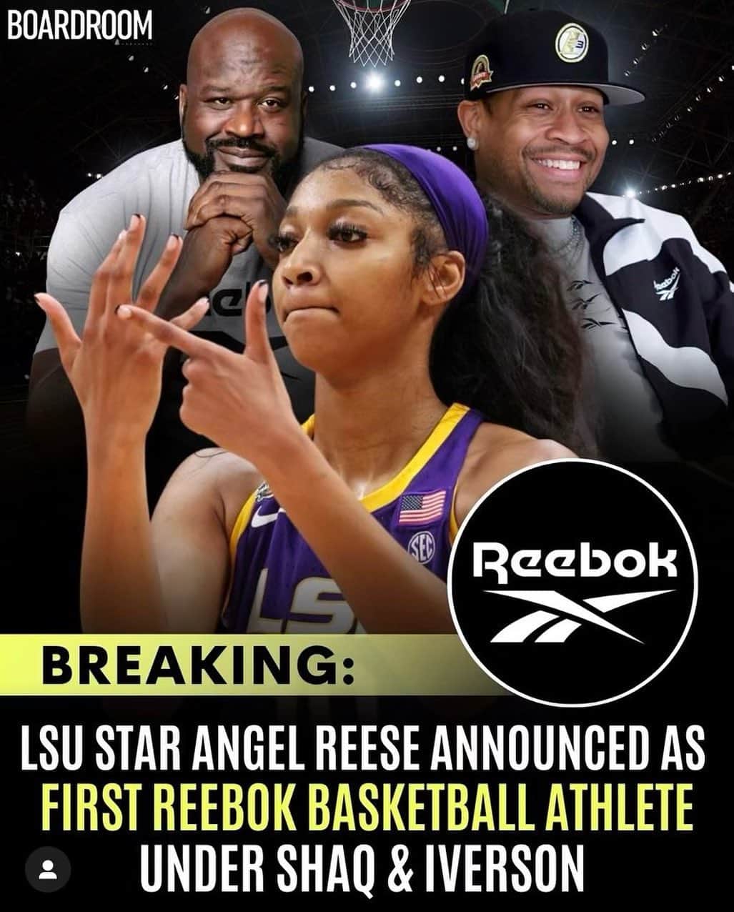 アレン・アイバーソンのインスタグラム：「Introducing the next generation🏀. Welcome to the @reebok family @angelreese10」