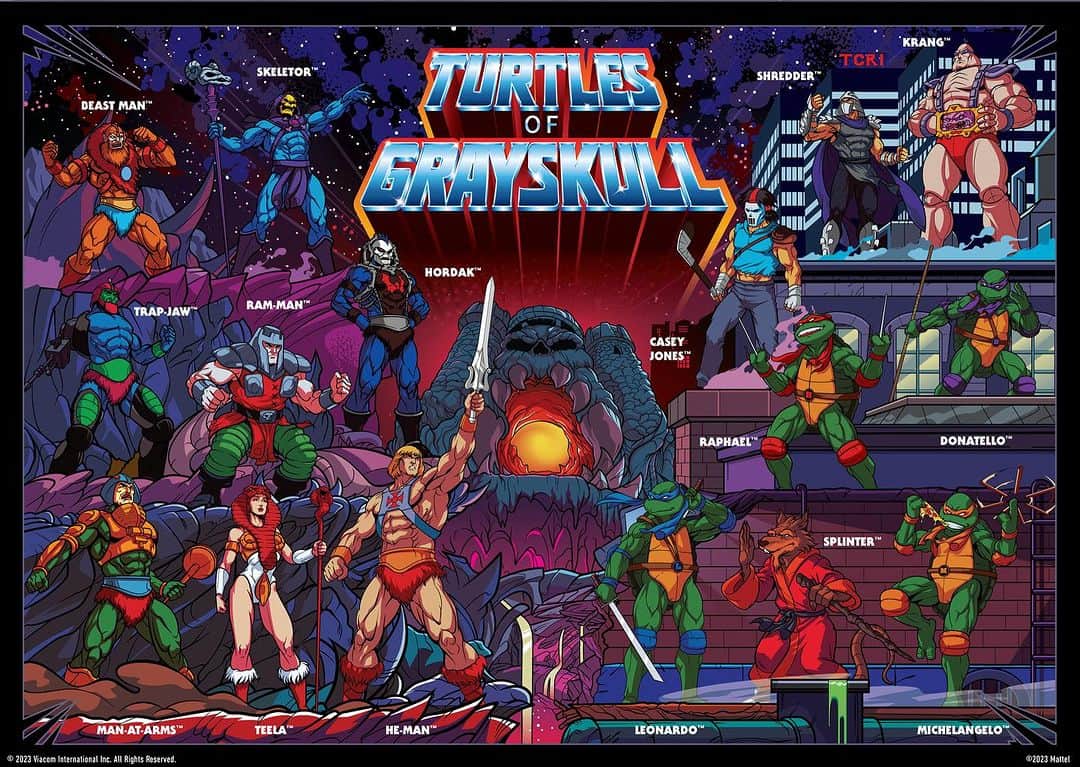 Mattelさんのインスタグラム写真 - (MattelInstagram)「The sewer-dwelling heroes in a half-shell meet the warriors of Eternia in the Masters of the Universe Origins Turtles of Grayskull, coming Spring 2024!」10月18日 1時00分 - mattel