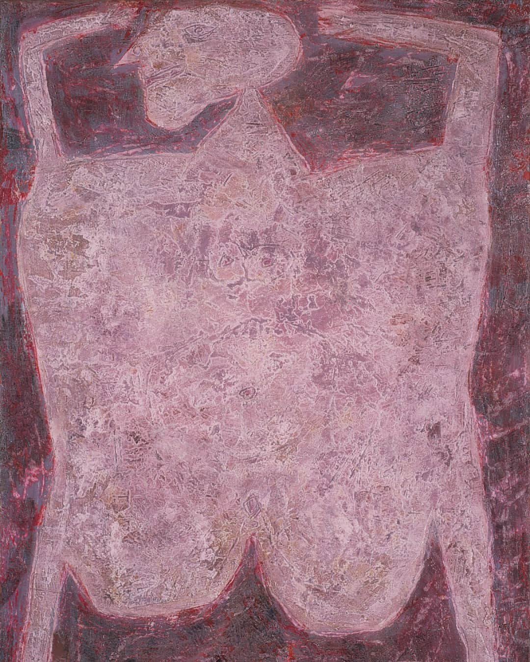 のインスタグラム：「In 1923, French artist Jean Dubuffet was given the book "The Art of the Mentally Ill"  by German doctor Hans Prinzhorn, which included case histories of several asylum patients. The contents of this book inspired Dubuffet to start collecting what he would soon call Art Brut or the art of the alienated.  Dubuffet rejected traditional artistic norms and embraced a unique style characterized by raw, unconventional materials and childlike simplicity. His art often featured bold, abstract shapes, challenging the conventional aesthetics of his time.  Through his practice, Dubuffet created art to explore the "collective unconscious" and showcase the universal creative urge he felt was stifled by civilization.  ___ Jean Debuffet, "Triumph and Glory," 1950. © 2023 Artists Rights Society (ARS), New York/ADAGP, Paris. #JeanDebuffet」