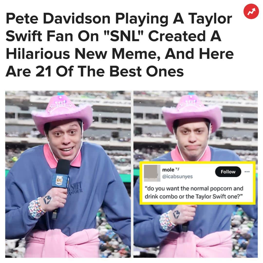 BuzzFeedさんのインスタグラム写真 - (BuzzFeedInstagram)「Someone said Pete Davidson's entire Taylor Swift fan–inspired outfit is exactly what they looked like waiting in the Ticketmaster queue for Eras Tour tickets, and I have to agree. More at the link in bio ☝️」10月18日 0時55分 - buzzfeed