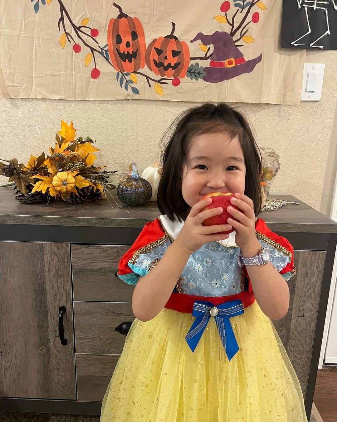 珠華ゆふのインスタグラム：「もう着ちゃったよ😆 りんご大好きな和華は食べてしまった…🍎  #メンタル #メンタルコーチング #メンタルトレーニング #宝塚 #宝塚og #宝塚受験 #バレエ #フィギュアスケート #パフォーマンスアップ #サンフランシスコ #ベイエリア #アメリカ生活」