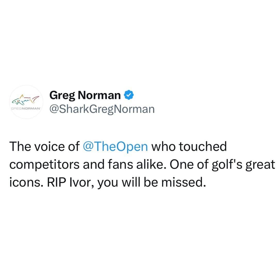 グレグ・ノーマンさんのインスタグラム写真 - (グレグ・ノーマンInstagram)「RIP Ivor Robson.」10月18日 1時44分 - shark_gregnorman