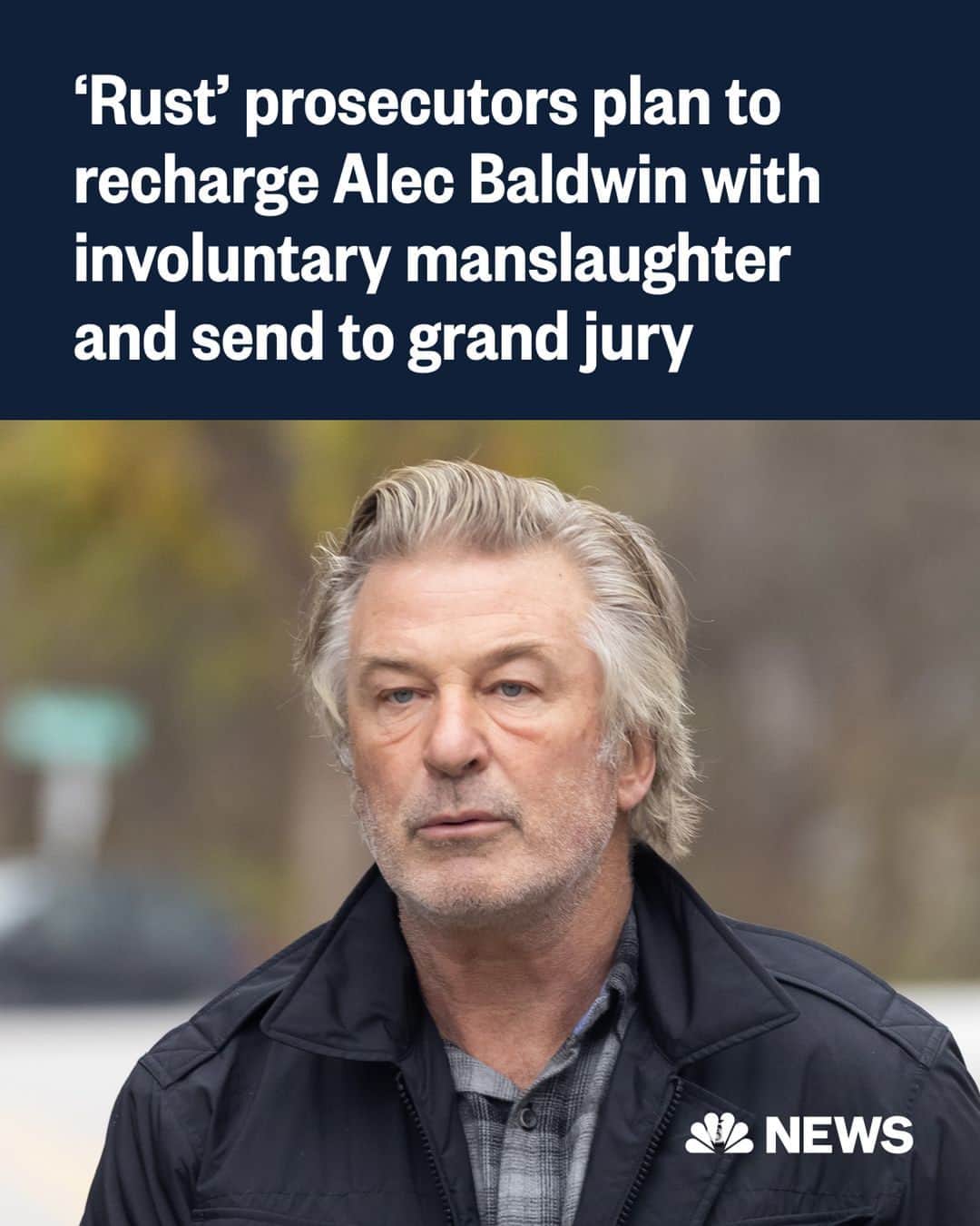 NBC Newsのインスタグラム：「New Mexico prosecutors intend to recharge Alec Baldwin with involuntary manslaughter in connection with the fatal 2021 “Rust” shooting, two sources familiar with the matter tells NBC News.  The source adds that Baldwin’s case will be brought before a grand jury in mid-November. There had been recent discussions of a plea deal, according to two sources familiar with the matter.  Read more at the link in bio.」