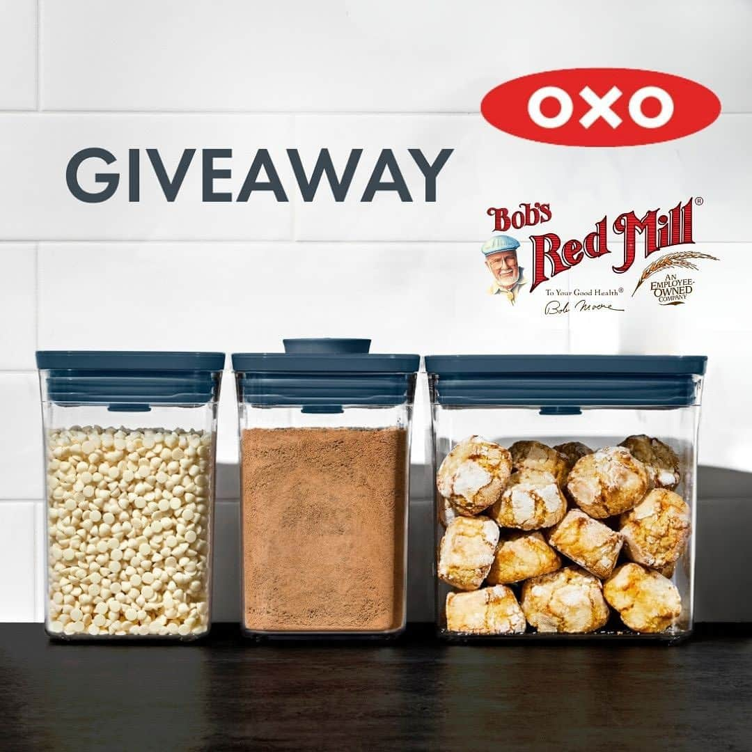 OXOのインスタグラム：「💙GIVEAWAY CLOSED 💙Give your pantry a makeover with OXO and Bob's Red Mill! We are giving away OXO POP Containers in limited edition Storm Blue, delicious Bob's Red Mill gluten-free goodies and a few more surprises! 😉   To enter: LIKE and SAVE this post FOLLOW @OXO AND @BobsRedMill TAG a friend in the comments    Two winners will be chosen on Friday, October 20th at 10 AM EST. The two winners will be contacted via direct message from our account, @oxo. No purchase necessary. Open to residents of 50 United States and DC who are 18 years or older at the time.」