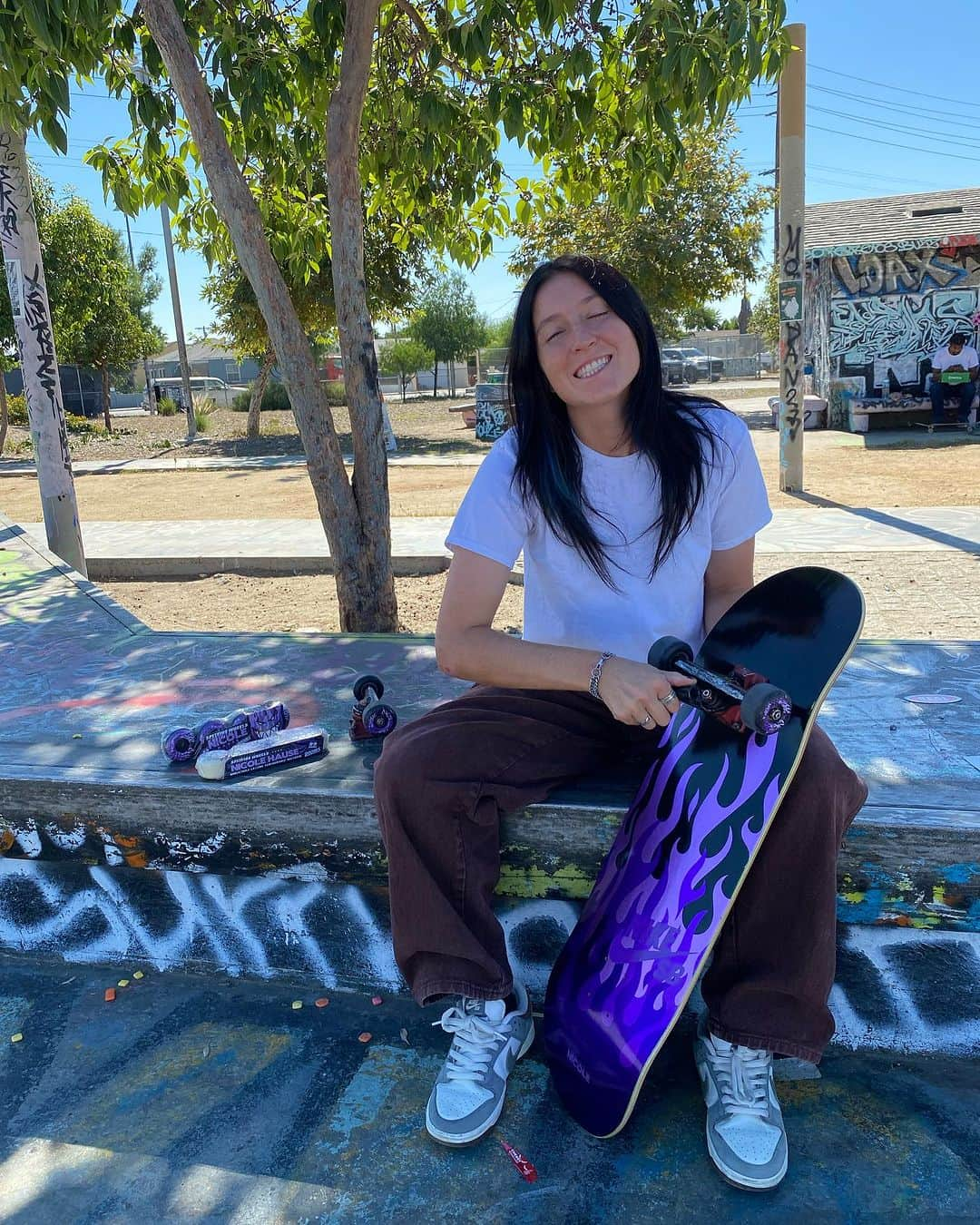 ニコル・ハウゼのインスタグラム：「New Purple Flame @spitfirewheels out now ‼️With a @realskateboards to match 😈 Go get them at your local skateshop!」