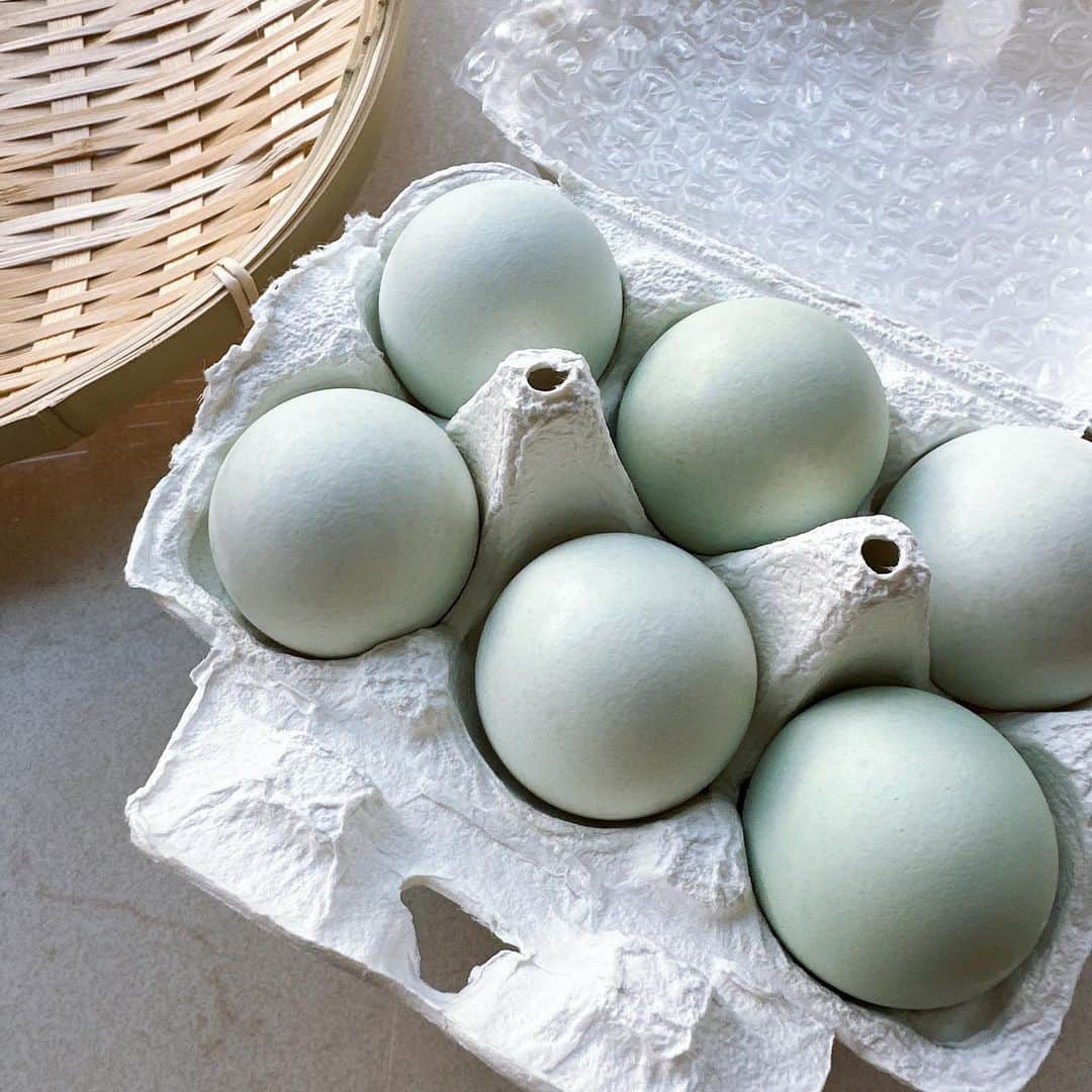 金子エミさんのインスタグラム写真 - (金子エミInstagram)「我が家に緑💚🥚の生卵が届きました！  ▪️緑の一番星🥚🌿⭐️ ▪️卵の匠　一雄が選んだ米 ▪️卵かけご飯専用醤油　　  3点セットをお取り寄せできます！ 1日10000個以上の生まれる中のたった約1% 卵🥚匠が精選した幻の卵です。  【餌の特徴】 食品業界で関心のあるa-リノレン酸を多量に含んでいる エゴマを与えているそうです。  【卵の特徴】 黄身は他の卵に比べて大きく甘みがあり、卵白はしっかりと卵黄を支え盛り上がっています🥚💛  美味しい贅沢な卵かけご飯 朝練前にただきます😋😋😋  🔎#田子たまご村　 #青森　#緑の一番星」10月18日 6時50分 - emikaneko1114