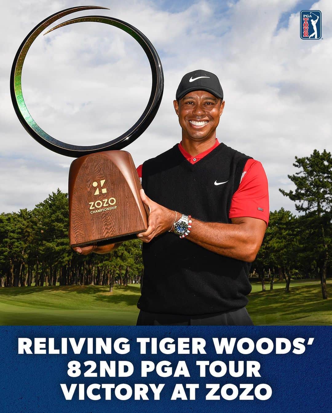 PGA TOURのインスタグラム：「A look back on @TigerWoods’ historic victory @ZOZOCHAMP 🐅」