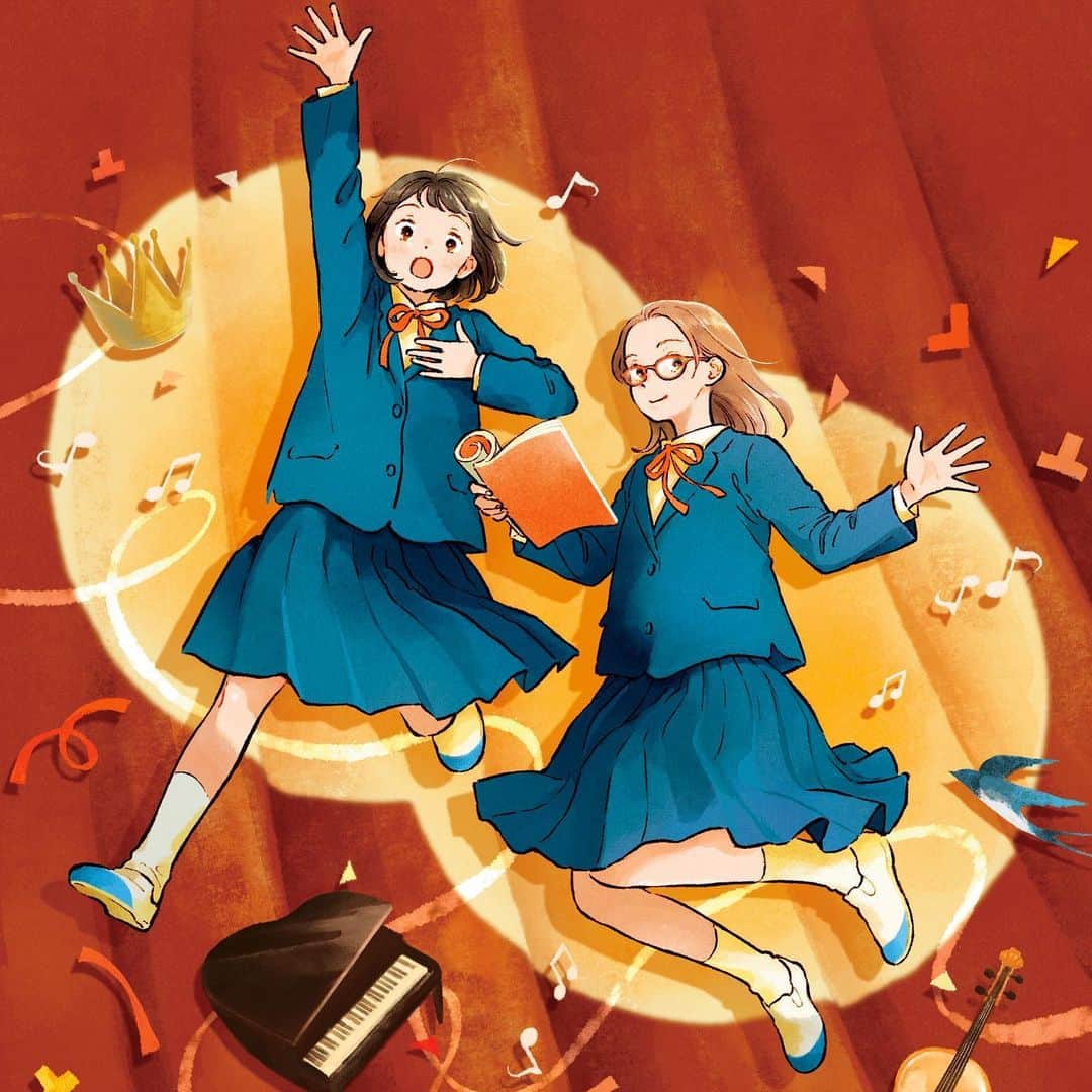chiakiidaのインスタグラム：「『カーテンコールはきみと～演劇はじめました！』 （作:神戸遥真さん／装丁:中嶋香織さん／偕成社）絵を担当しています。 中学生になって憧れの演劇部に！でも廃部寸前⁉︎  「ぼくのまつり縫い」シリーズと同じ中学校で始まる演劇部のお話です。ハリくんは卒業してしまったけど、あの子やこの子も…？胸が熱くなる神戸先生の部活ストーリー、本日発売です！  #神戸遥真 #偕成社」