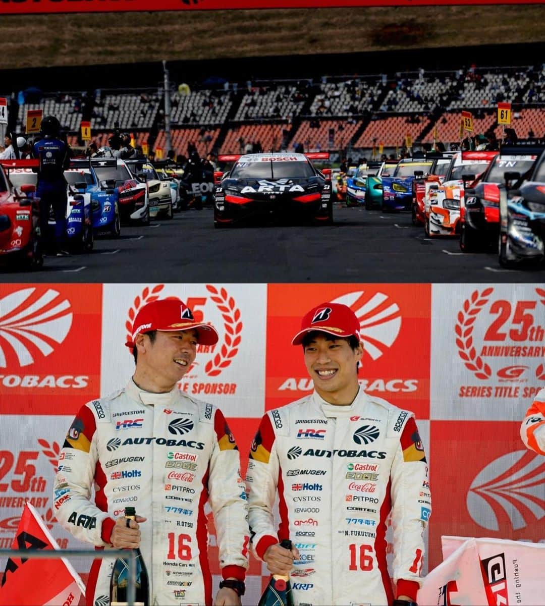 今井みどりさんのインスタグラム写真 - (今井みどりInstagram)「SUPERGT Rd.7 オートポリス お疲れ様でした👏✨  今回もステージやサイン会、ありがとうございました🥰 みなさまと会えて嬉しかったです❣️ 幕の前でびっくり！いつもありがとうございます😭❣️  レース結果🏁 10番手からスタートした8号車は 途中接触があったり コースアウトなどトラブルが続き残念ながらリタイアとなりました😭 チャンピオン争いには加われなくなってしまいましたが、最終戦は最高な結果で終われますように。。🤲🙏✨  16号車は今シーズン2度目のポールポジションからのスタート！！ 終盤までトップを走り続けていたのですが、86周目で抜かれてしまいました😭2番手を守りきってくださり、2位表彰台を獲得です👏👏👏✨  最終戦は16号車のチャンピオン獲得を信じて願って引き続き応援よろしくお願いします！！  いよいよ最終戦！ わたしにとって最後のSUPERGT！  今から緊張してますw  #8 #16 2台共に最高な結果で終われますように😭👏  最終戦もてぎに来られる皆さま、 よろしくお願いします🔥🖤  #SUPERGT#ARTA#MUGEN#AUTOBACS#オートバックス#オートポリス#HONDA#オートバックス#CVSTOS#racequeen#レースクイーン」10月18日 10時07分 - imaimidori