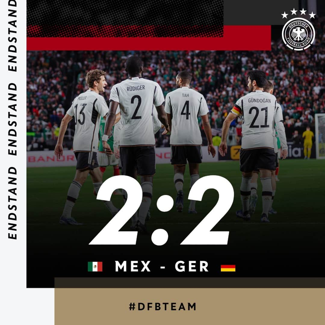 サッカー ドイツ代表チームのインスタグラム：「Wilde Partie ohne Sieger heute. Eure Eindrücke? 👇  #dfbteam #MEXGER  📸 DFB/Philipp Reinhard」