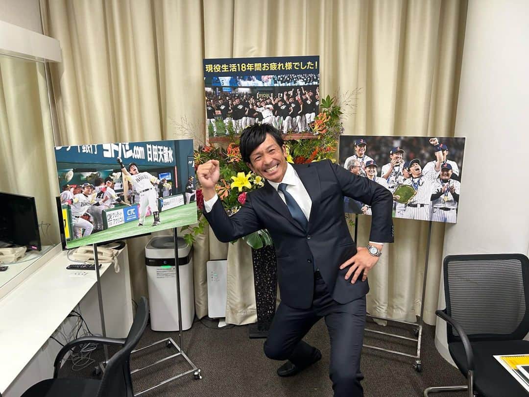 松田宣浩のインスタグラム：「本日、報道ステーションに出演しました‼️ 19日(木)と20日(金)の2日間も出演します‼️ 見てください‼️  #テレビ朝日 #報道ステーション #プロ野球 #熱男」