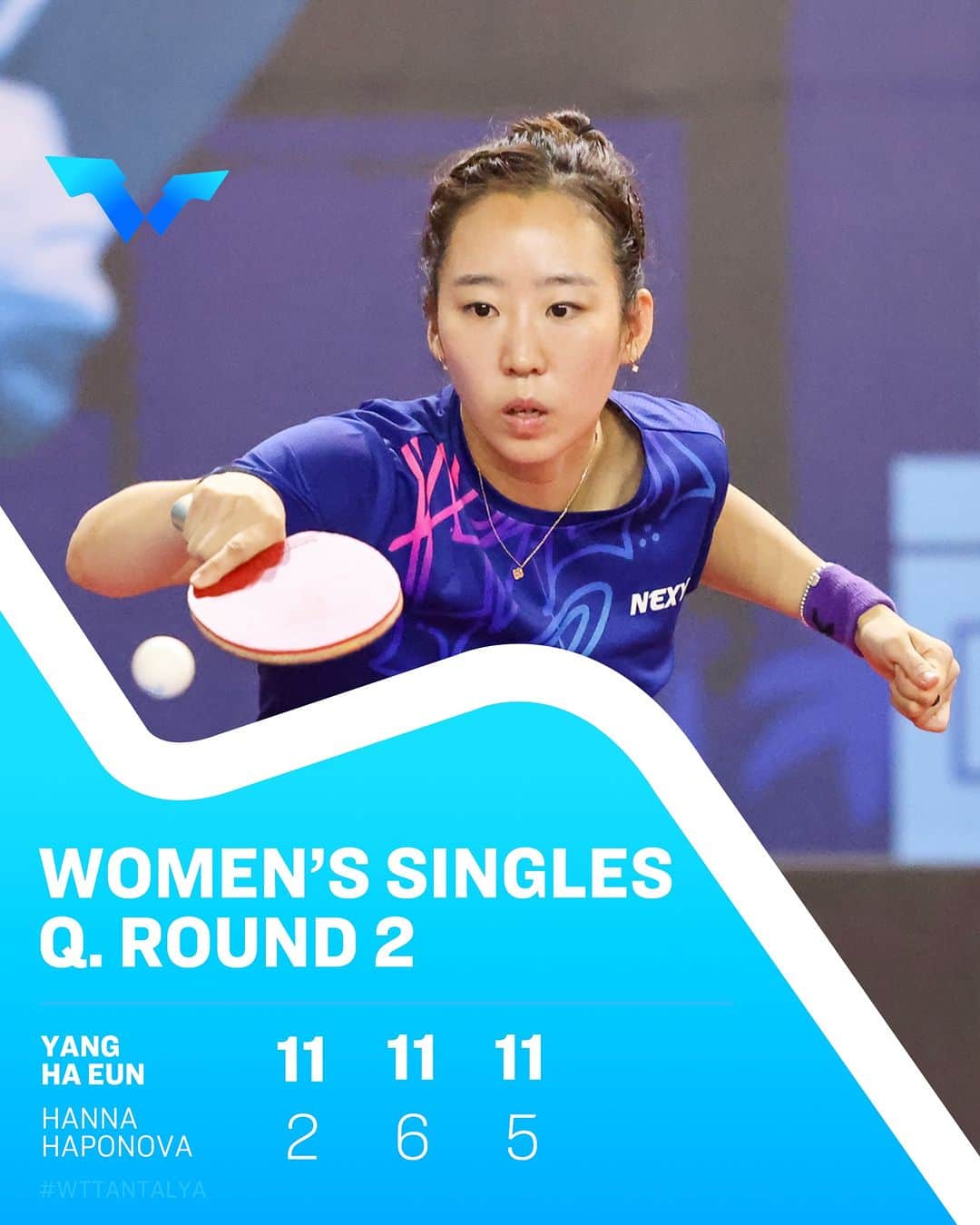 のインスタグラム：「Dominant 🌟  Yang Ha Eun cruises into the #WTTAntalya Main Draw after defeating Hanna Haponova in straight games 🫰  #WTTContender #PingPong #TableTennis」