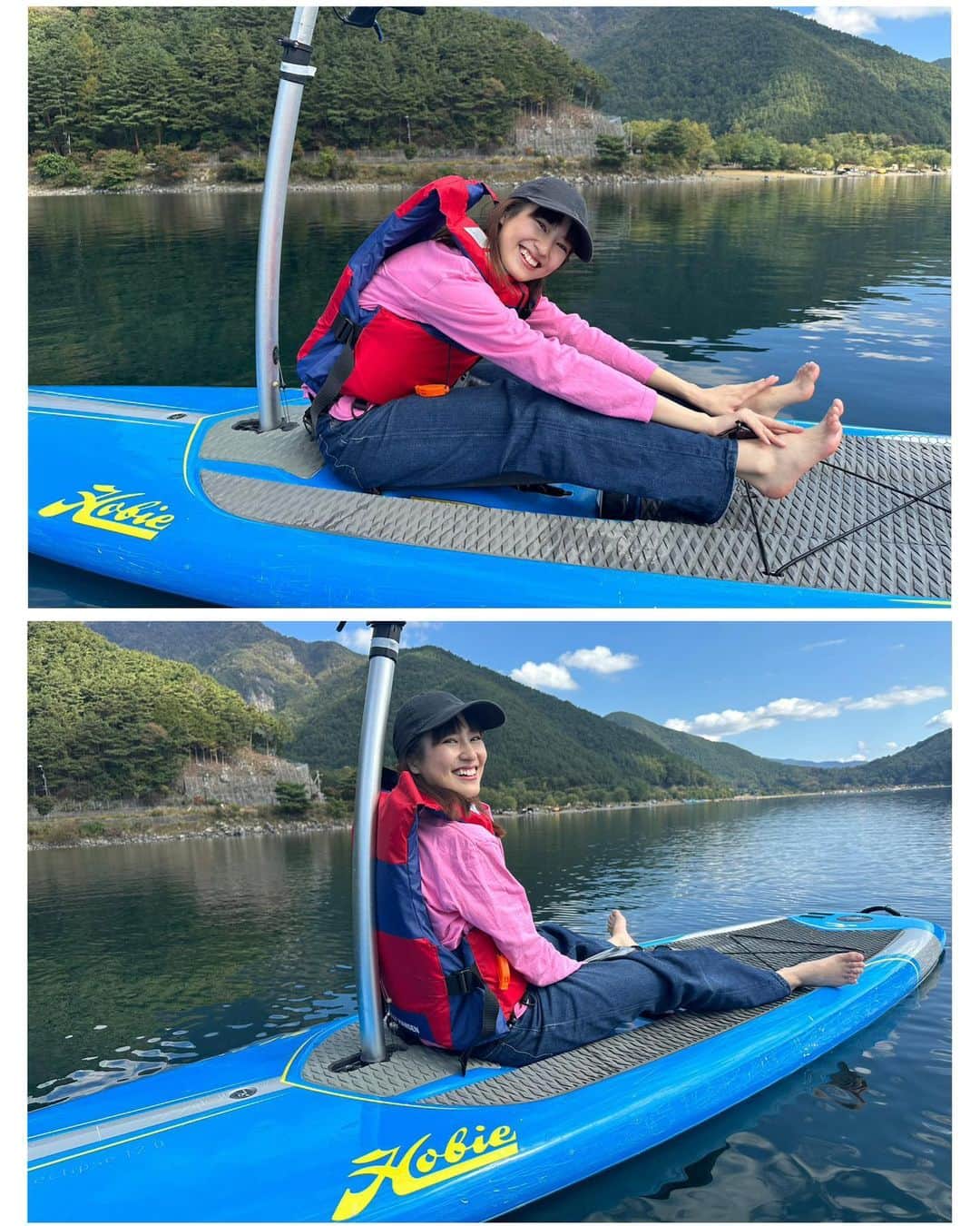 恒松祐里さんのインスタグラム写真 - (恒松祐里Instagram)「🗻🏄🏻‍♀️  I tried pedalboarding at Lake Saiko near Mt. Fuji.  西湖にあるHobie JAPANでホビーしてきた！ 足で漕ぐと進むスタンドアップペダルボード🏄🏻‍♀️  @hobie_japan   #HobieJapan #西湖」10月18日 16時16分 - yuri_tune