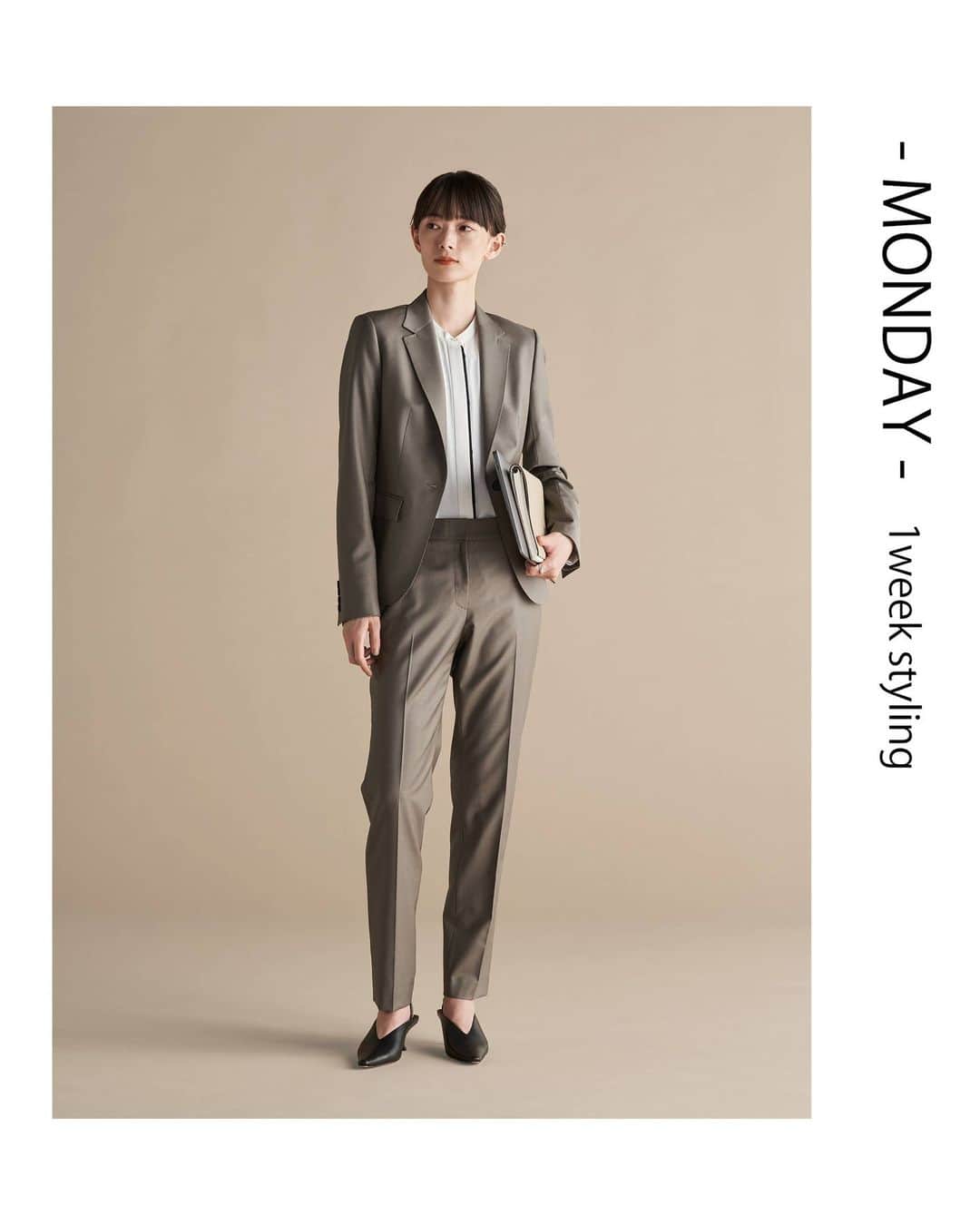 ICB WEB MAGAZINEさんのインスタグラム写真 - (ICB WEB MAGAZINEInstagram)「. FASHION in new 7days  ３着のセットアップで完成！ スーツを着回す１週間コーデ  - MONDAY -  週頭のプレゼンの日は 端正なスーツで勝負  定番人気のBahariyeのセットアップ使いは、 きちんとした印象に見せたい時に最適。 配色が目を引くブラウスの前立てと、 スティックパンツのセンタープレスで、 シャープで凛とした空気感を纏って。  Bahariye テーラードジャケット ¥44,990(taxin)  Bahariye スティックパンツ ¥23,980(taxin)  BackSatinAmunzen バンドカラーブラウス ¥17,930(taxin)  #icb #icbjp #icbstyle  #onward #オンワード #オンワード樫山 #onwardcrosset #オンワードクローゼット #fashion #通勤コーデ #通勤スタイル #オフィススタイル #オフィスカジュアルコーデ #ootd #オフィスカジュアル #シンプルコーデ #大人カジュアル #秋コーデ #シンプルファッション #お仕事服 #ootdfashion #大人シンプル #ジャケット #テーラードジャケット #ジャケットコーデ  #お仕事コーデ #着回しコーデ #お仕事スタイル #着回しアイテム #ジャケット着回し」10月18日 18時01分 - icb_jp