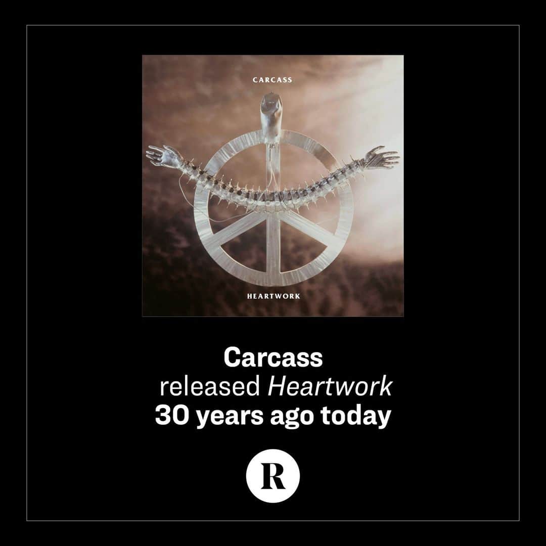 のインスタグラム：「Carcass' melodeath masterpiece 'Heartwork' turns 30 today.⁠ ⁠ When did you first hear it?」