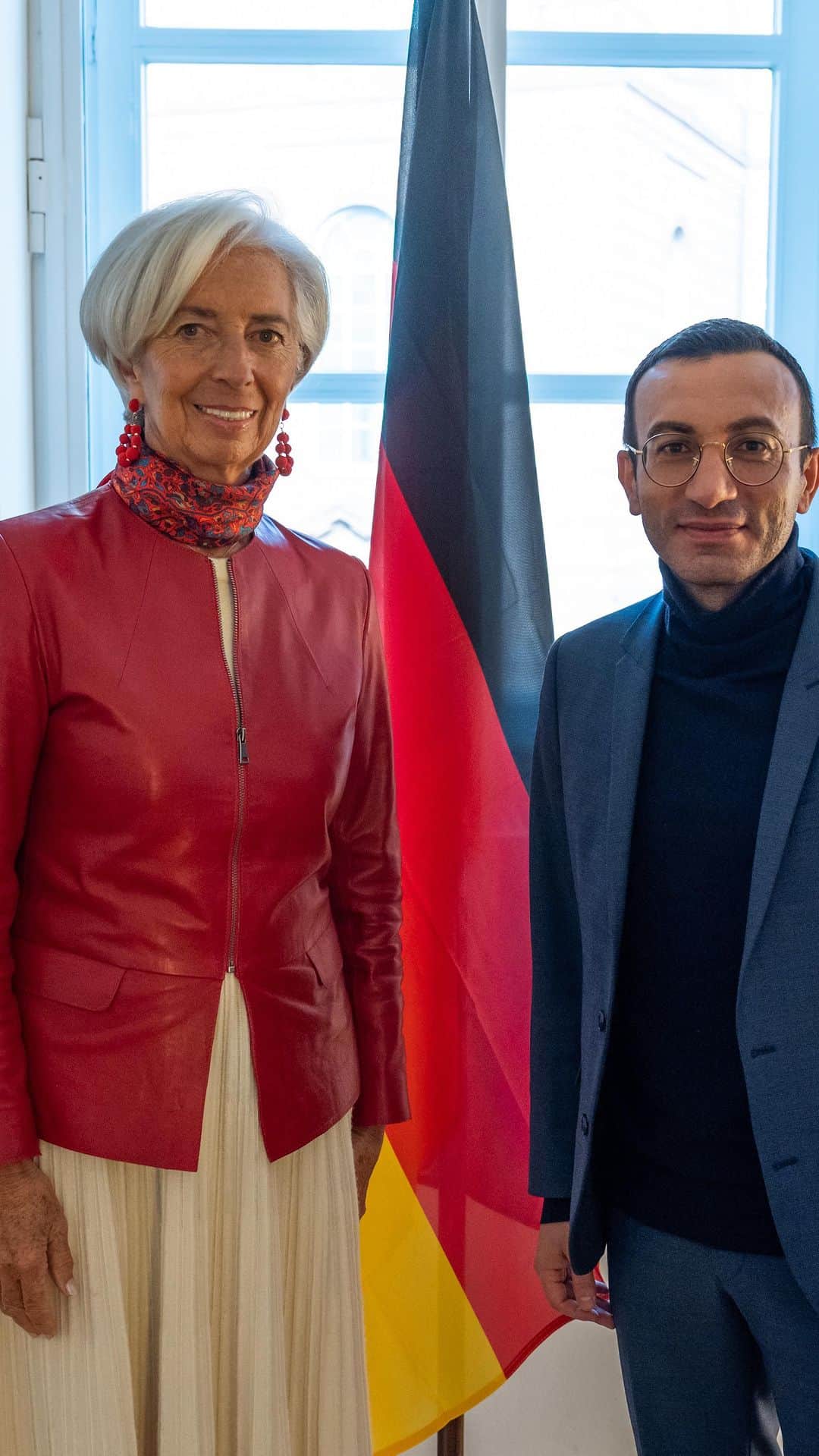 クリスティーヌ・ラガルドのインスタグラム：「Delighted to meet Mike Josef, the Lord Mayor of the City of Frankfurt am Main, this morning.  The @europeancentralbank’s relationship with Frankfurt and its people is very important to me.」