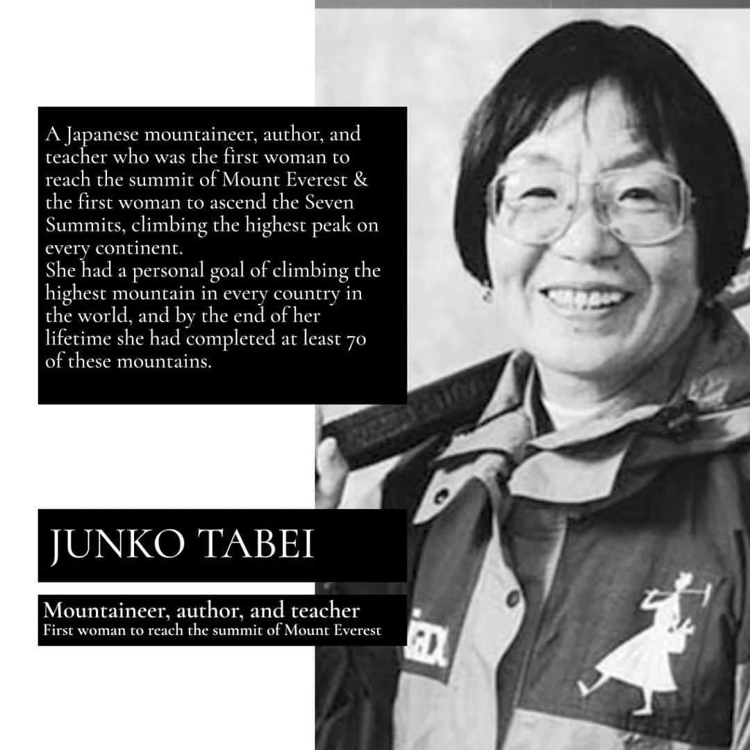 ベダ&カンパニーのインスタグラム：「Junko Tabei, a trailblazing mountaineer, was the first woman to conquer Mount Everest. Her courage and determination shattered gender barriers in the world of high-altitude climbing. 🏞️🌟  Quote: "I never felt like stopping, even when I reached the top." - Junko Tabei  Bedat & Cº proudly supports women like Tabei, who redefine what's possible. Let's continue her legacy of breaking through the highest peaks and glass ceilings. 🏔️💪 #bedatandco #womenofcharacter #glassceilingbreaker #glassceilingshattered #JunkoTabei #TrailblazingMountaineer #GenderEqualityInAdventure #WomenInClimbing #bedat」