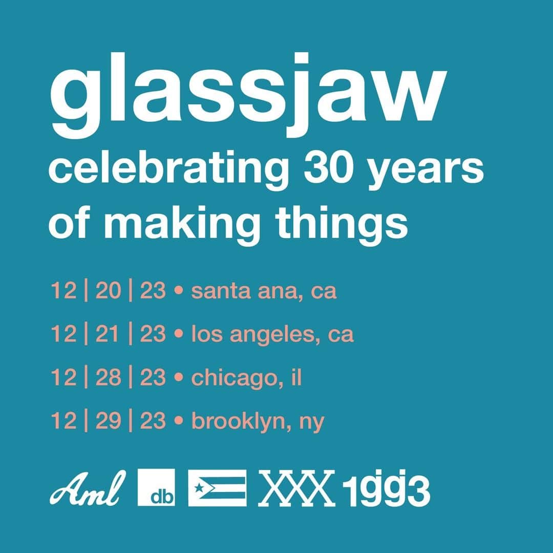 のインスタグラム：「Glassjaw announce "30 years of making things" anniversary shows. Details at the link in our bio.」